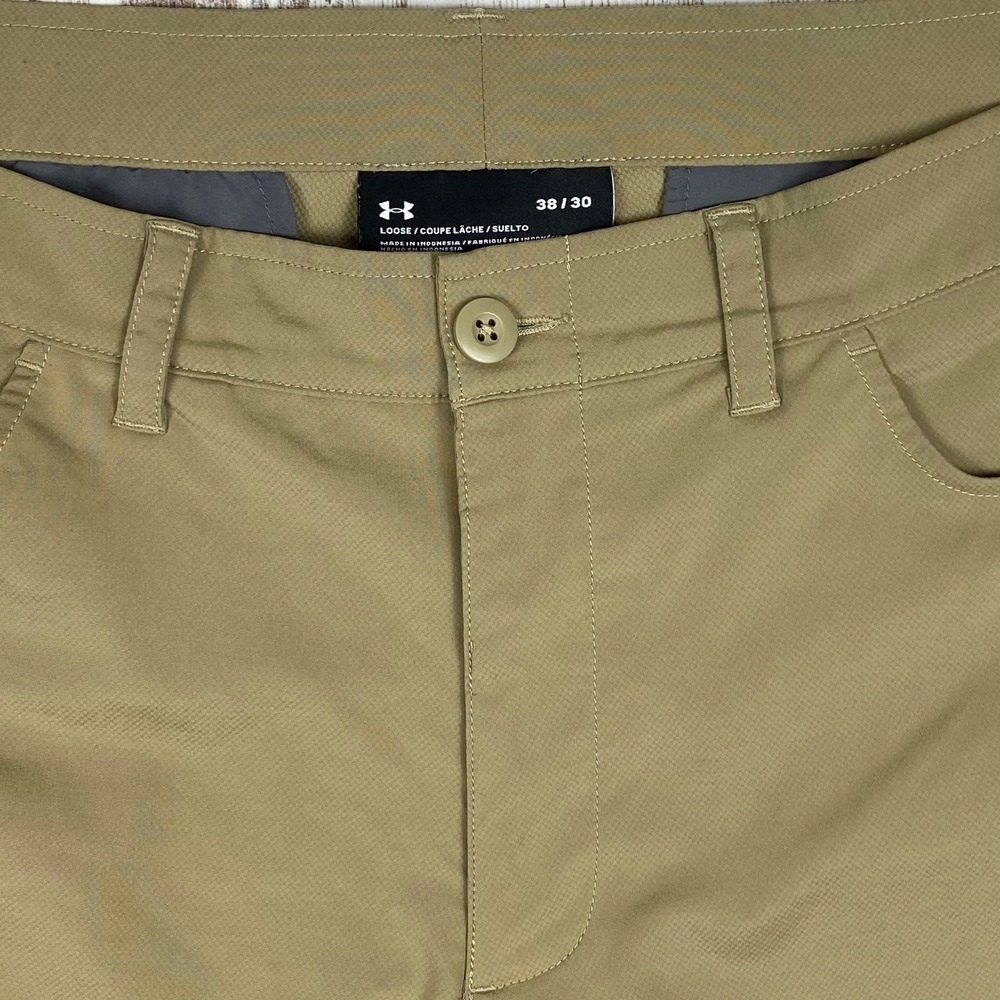 Under Armour Tech Golf Pants Mens 38x30 Khaki Loose Golfcore Performance - Picture 5 of 16